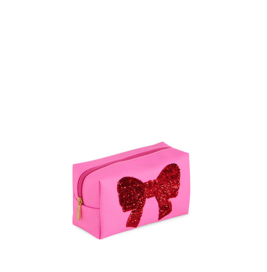Shiraleah "Cara" Sequin Bow Zip Pouch-Pink