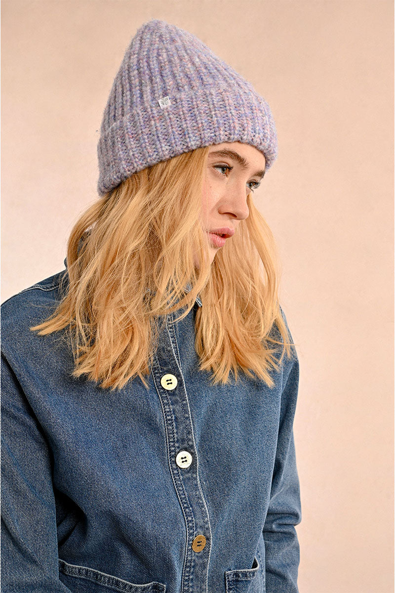 Molly Bracken Ladies Knitted Hat - Cable Mauve Speckled