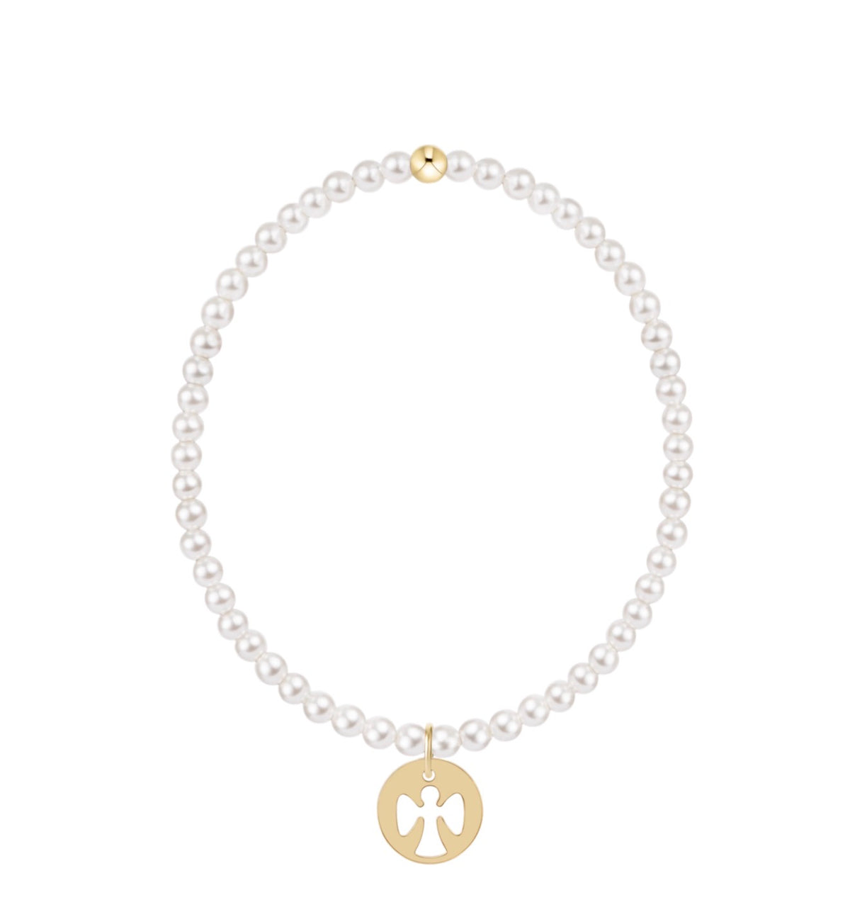 Enewton "Classic" Pearl 3mm Bead Bracelet-Guardian Angel Gold Disc
