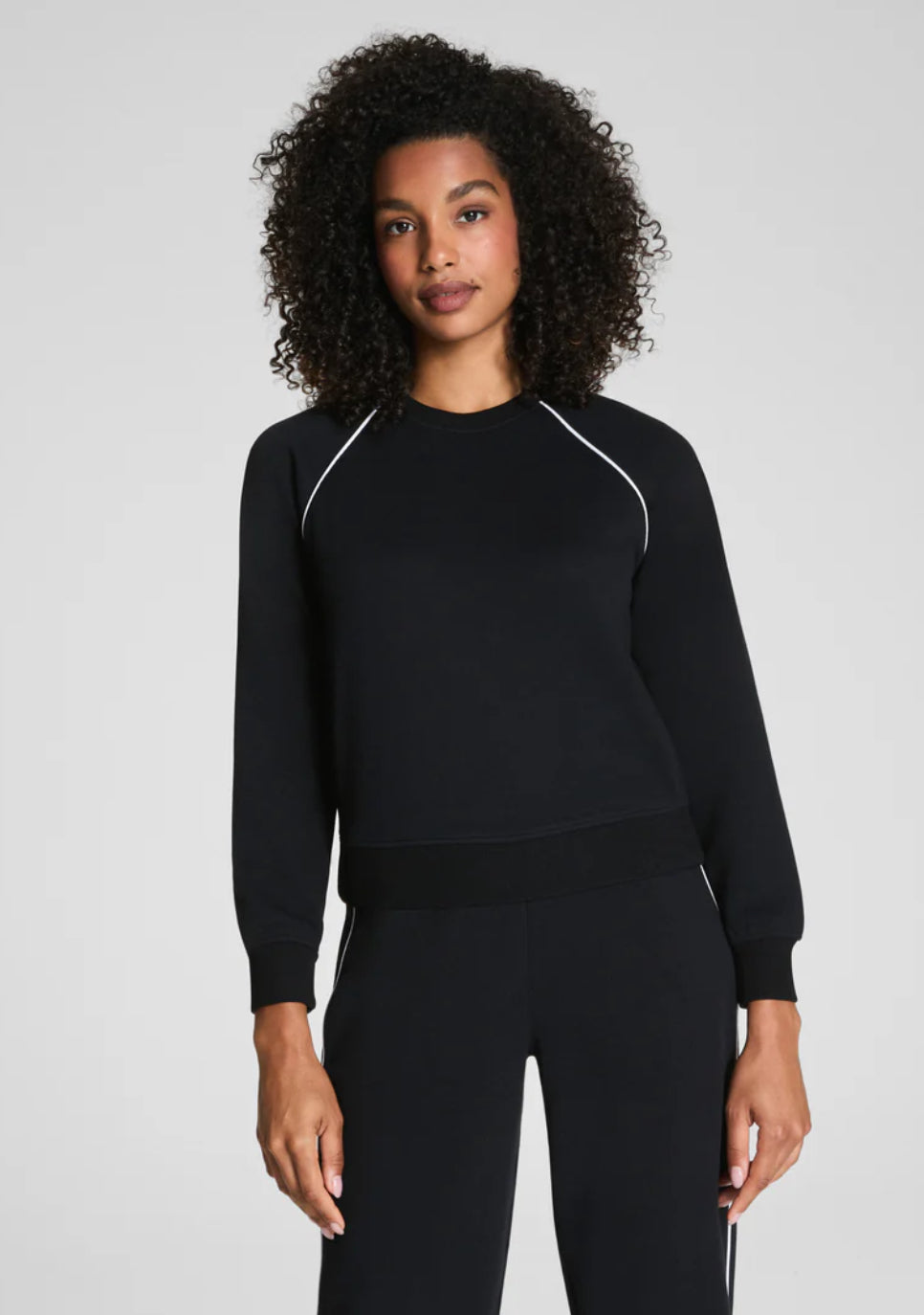 Spanx AirPique Crewneck Top - Very Black