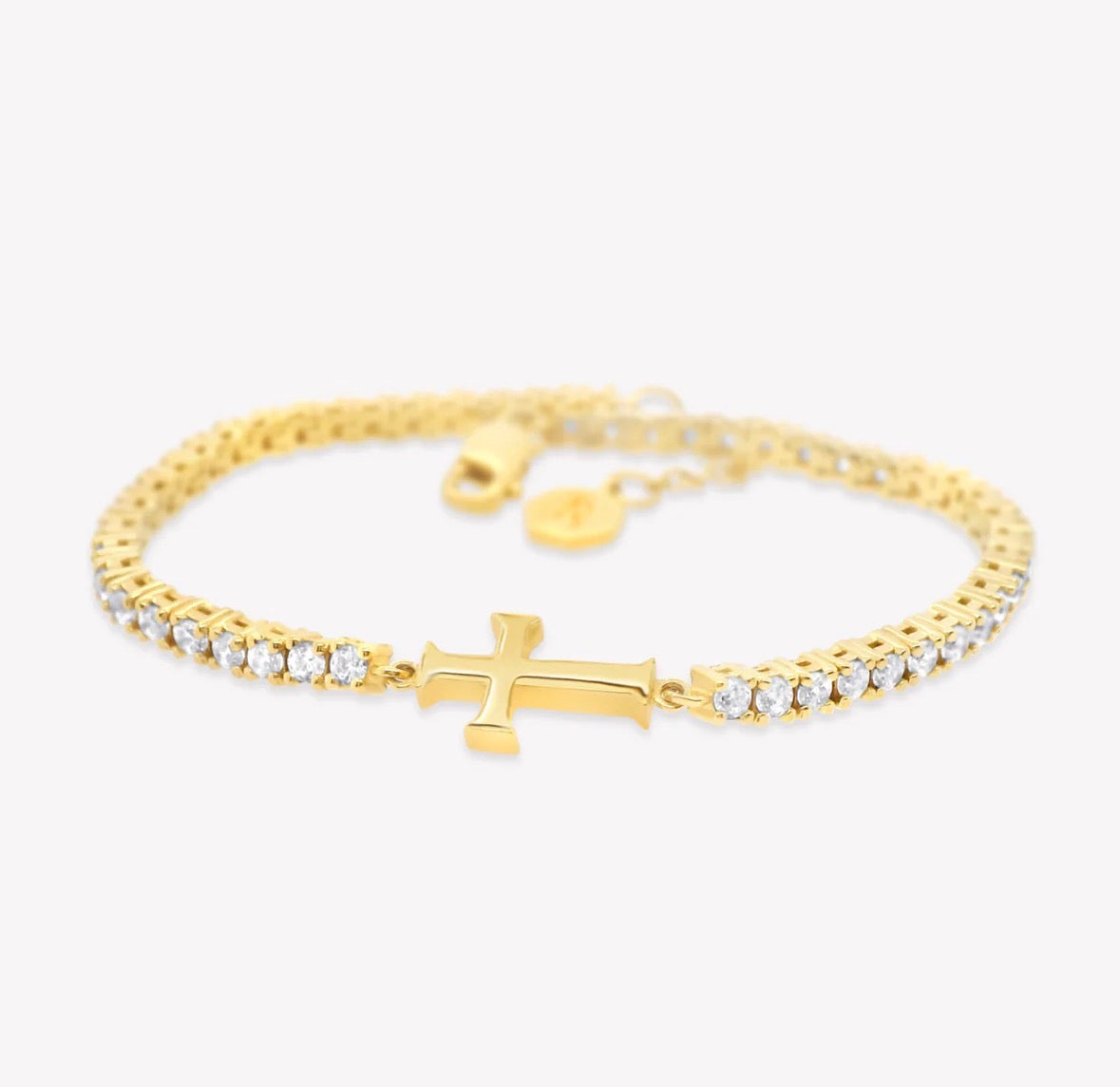 Rizen Luminous Cross Tennis Bracelet-Gold