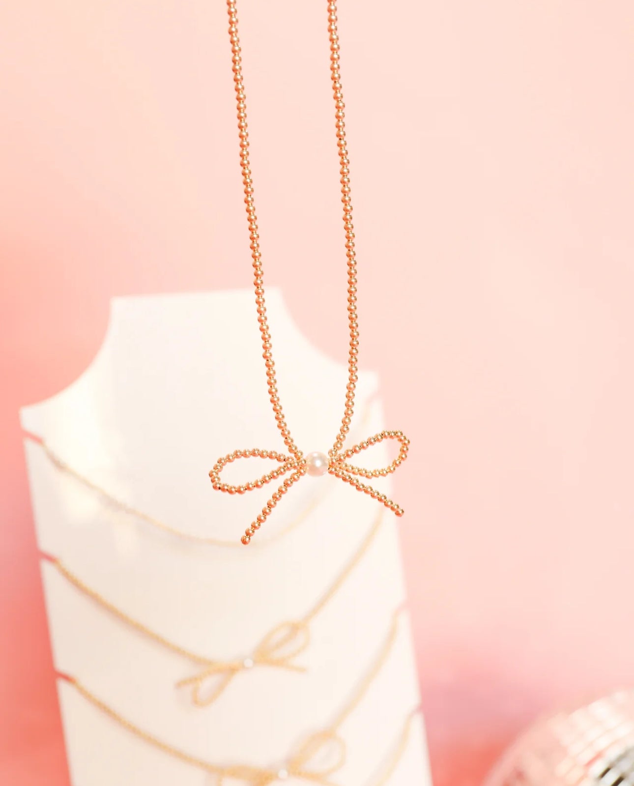 Beaded Blondes "Gold Bow" Necklace-16"