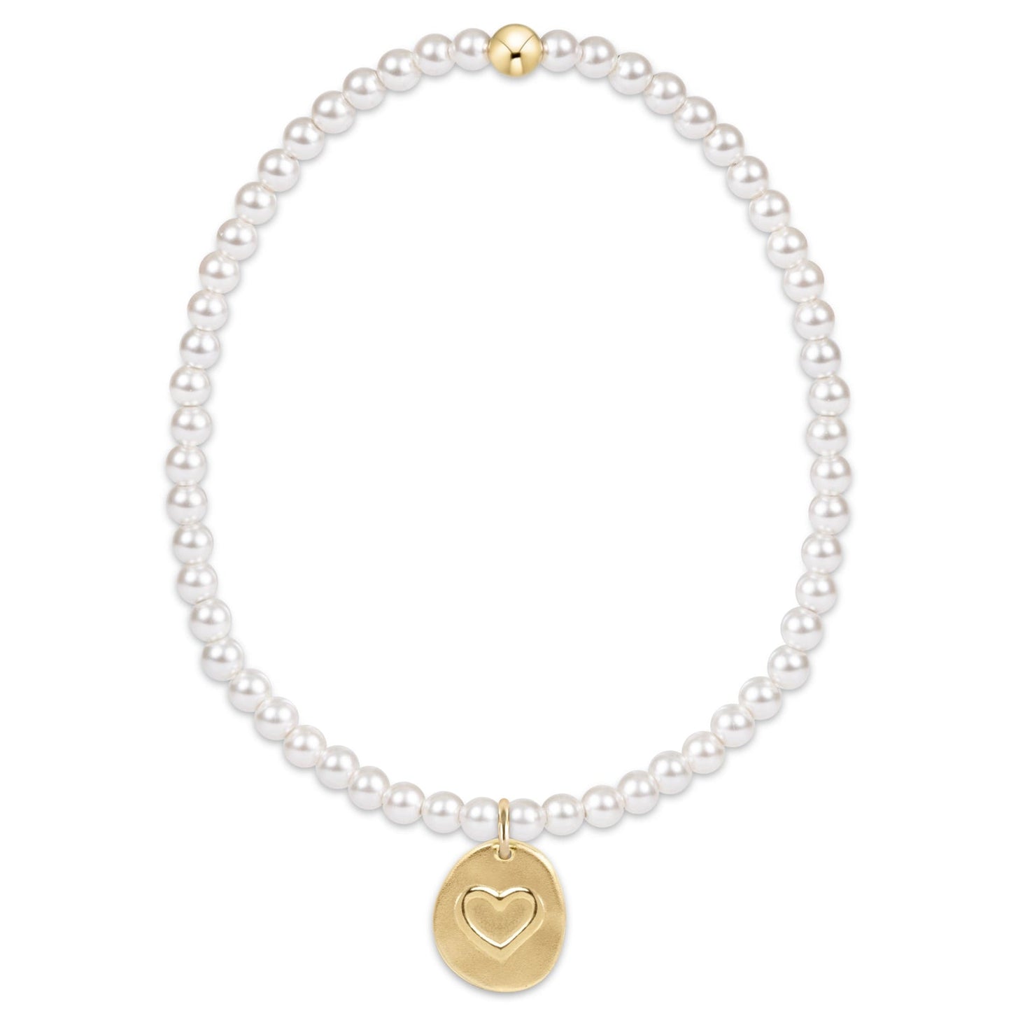 Enewton "Classic Pearl" 3mm Bead Bracelet-Inspire Love Small Gold Charm