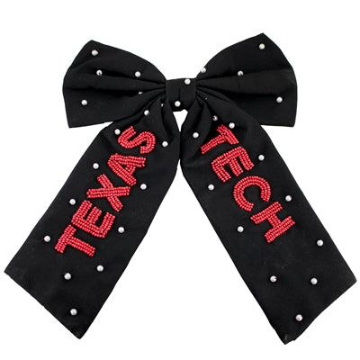 Beaded Hair Bow-Texas Tech