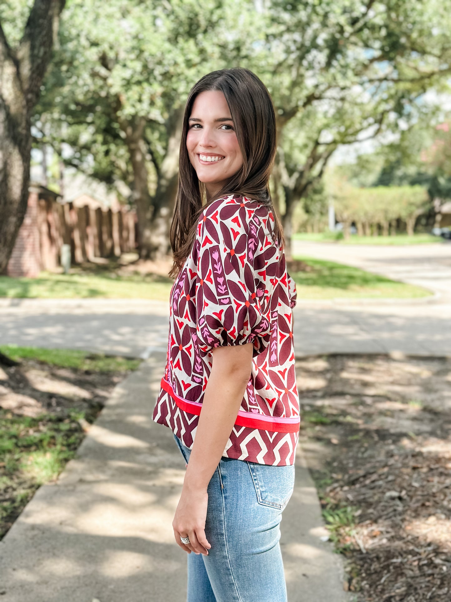 THML “Josephine” Top - Burgundy Mix