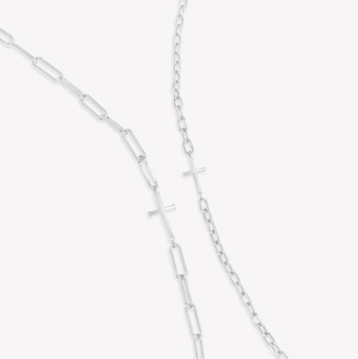 Rizen Mini Chain Breaker Cross Necklace-Silver