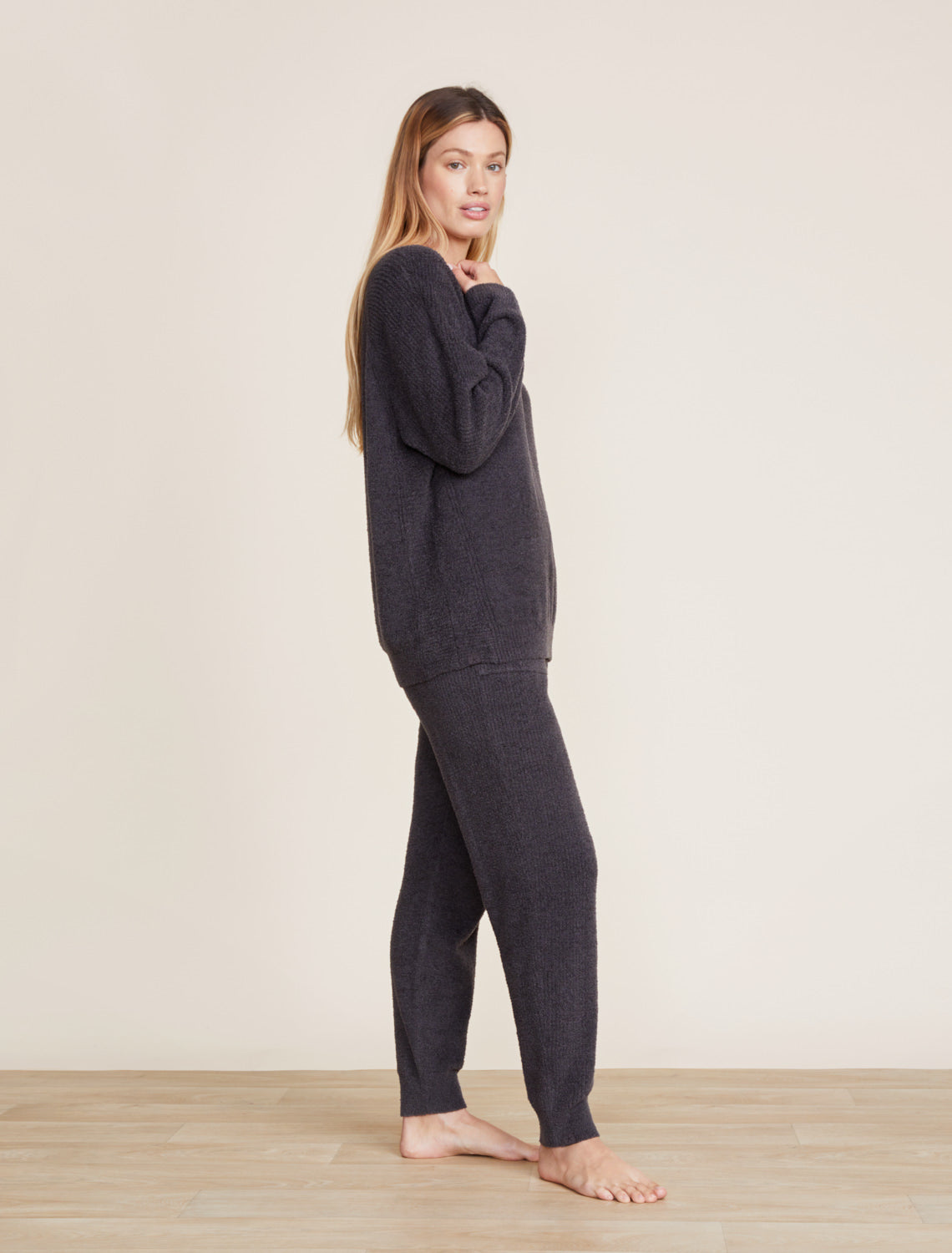 Barefoot Dreams CozyChic Lite® Rib Blocked Pullover-Carbon