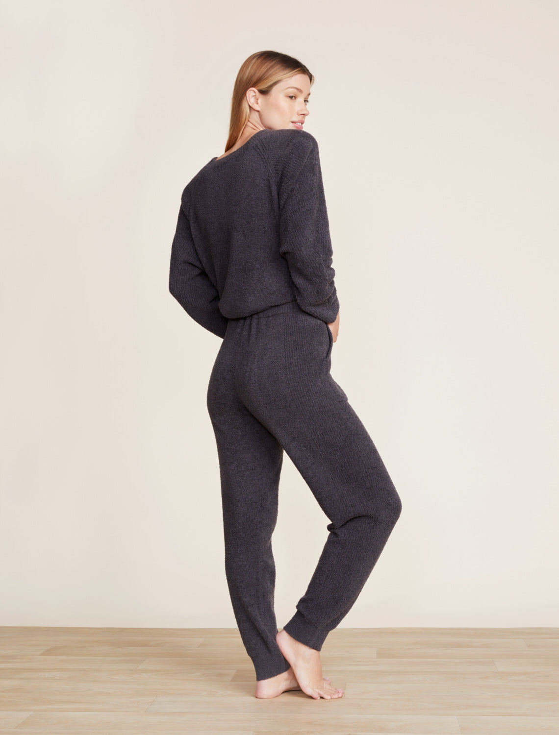 Barefoot Dreams CozyChic Lite® Rib Blocked Pant-Carbon