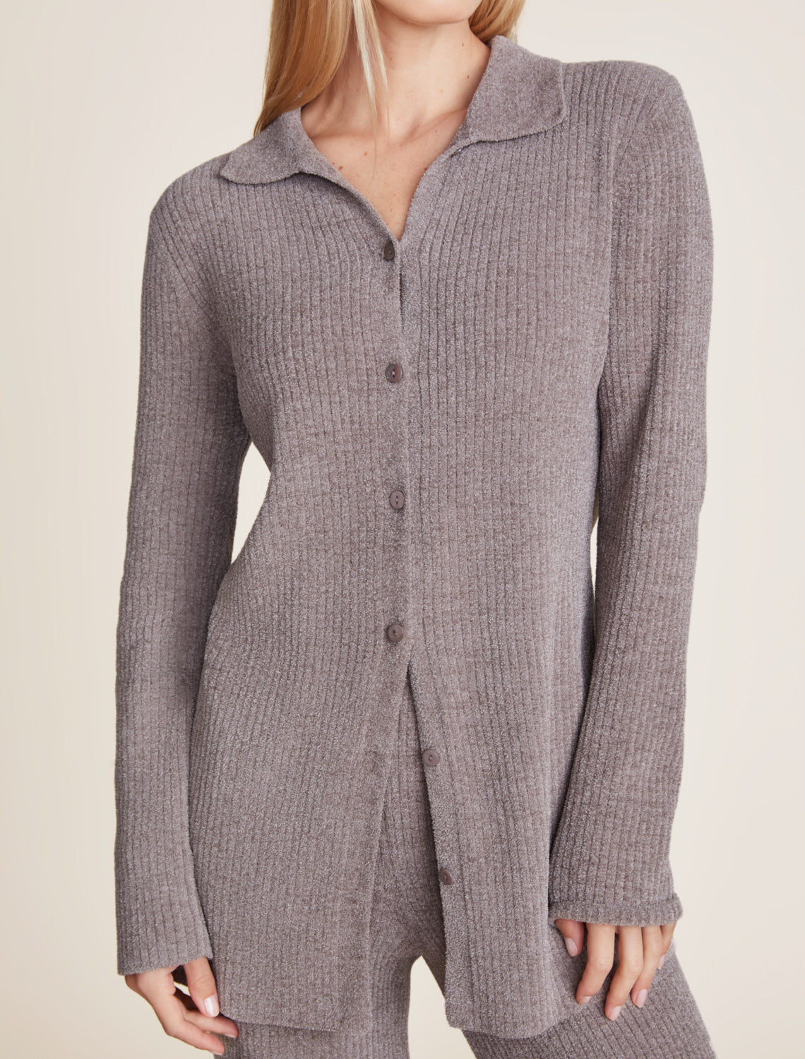 Barefoot Dreams CozyChic Ultra Lite® Ribbed Button Down Cardigan-Beach Rock