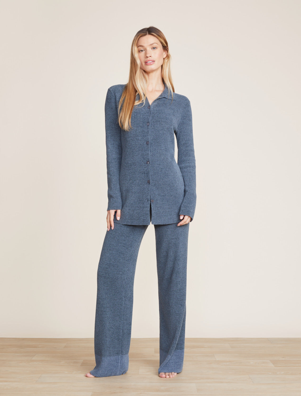 Barefoot Dreams CozyChic Ultra Lite® Ribbed Button Down Cardigan-Smokey Blue