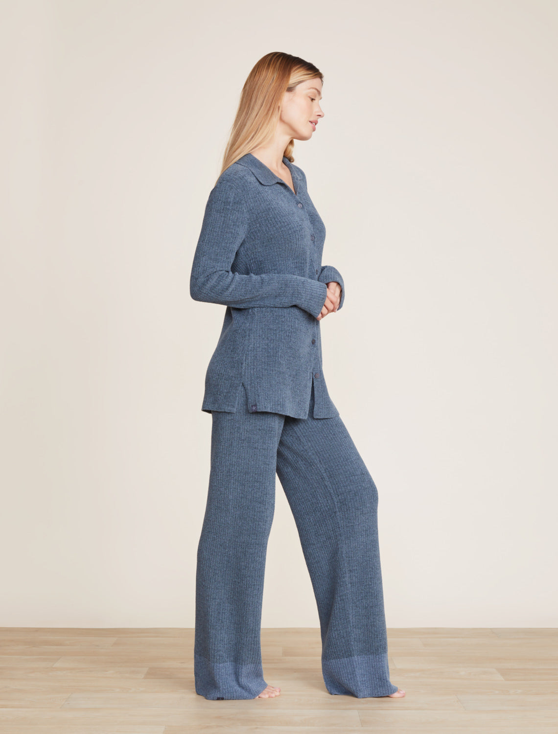 Barefoot Dreams CozyChic Ultra Lite® Ribbed Button Down Cardigan-Smokey Blue