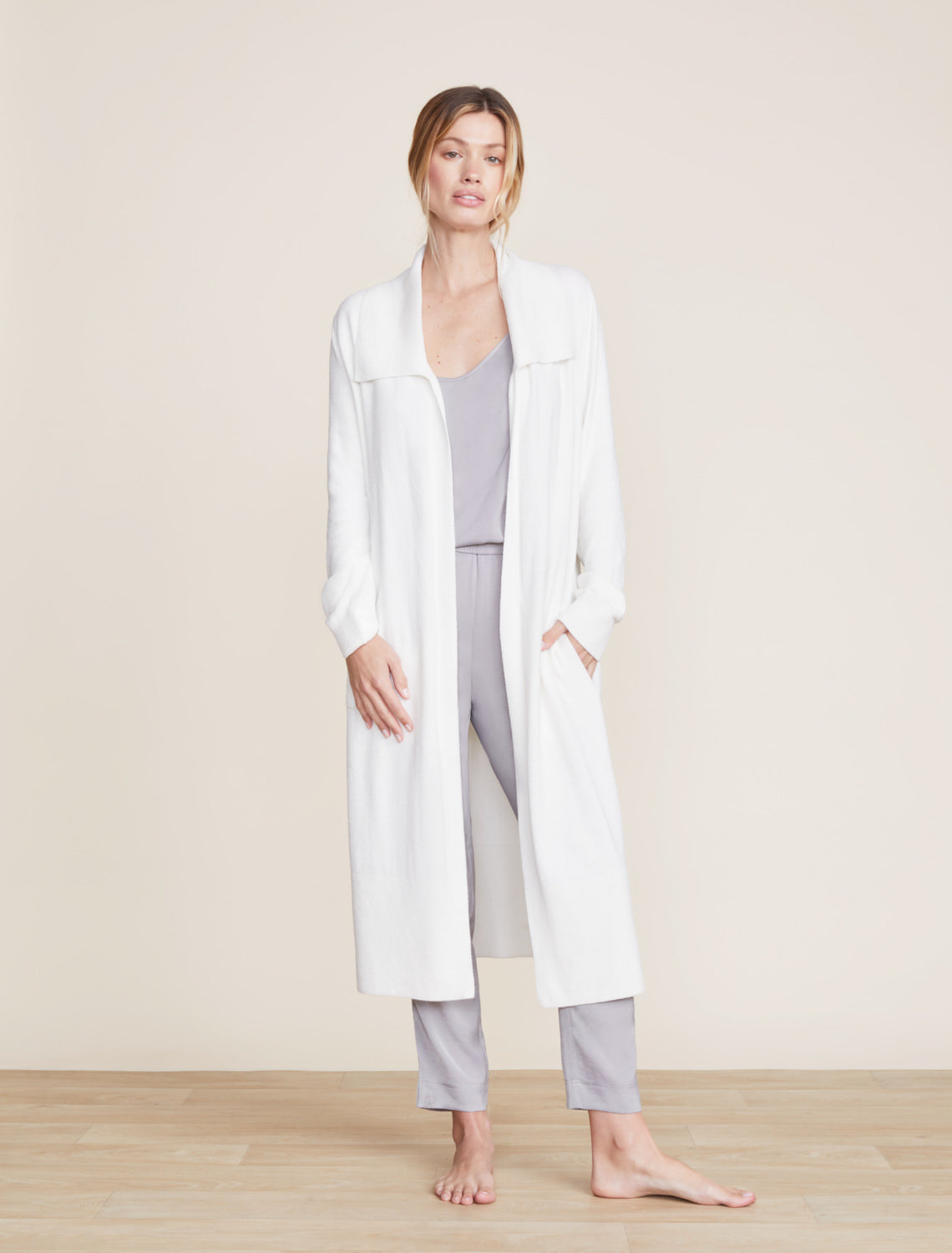 Barefoot Dreams CozyChic Ultra Lite® Wide Collar Long Cardigan-Pearl