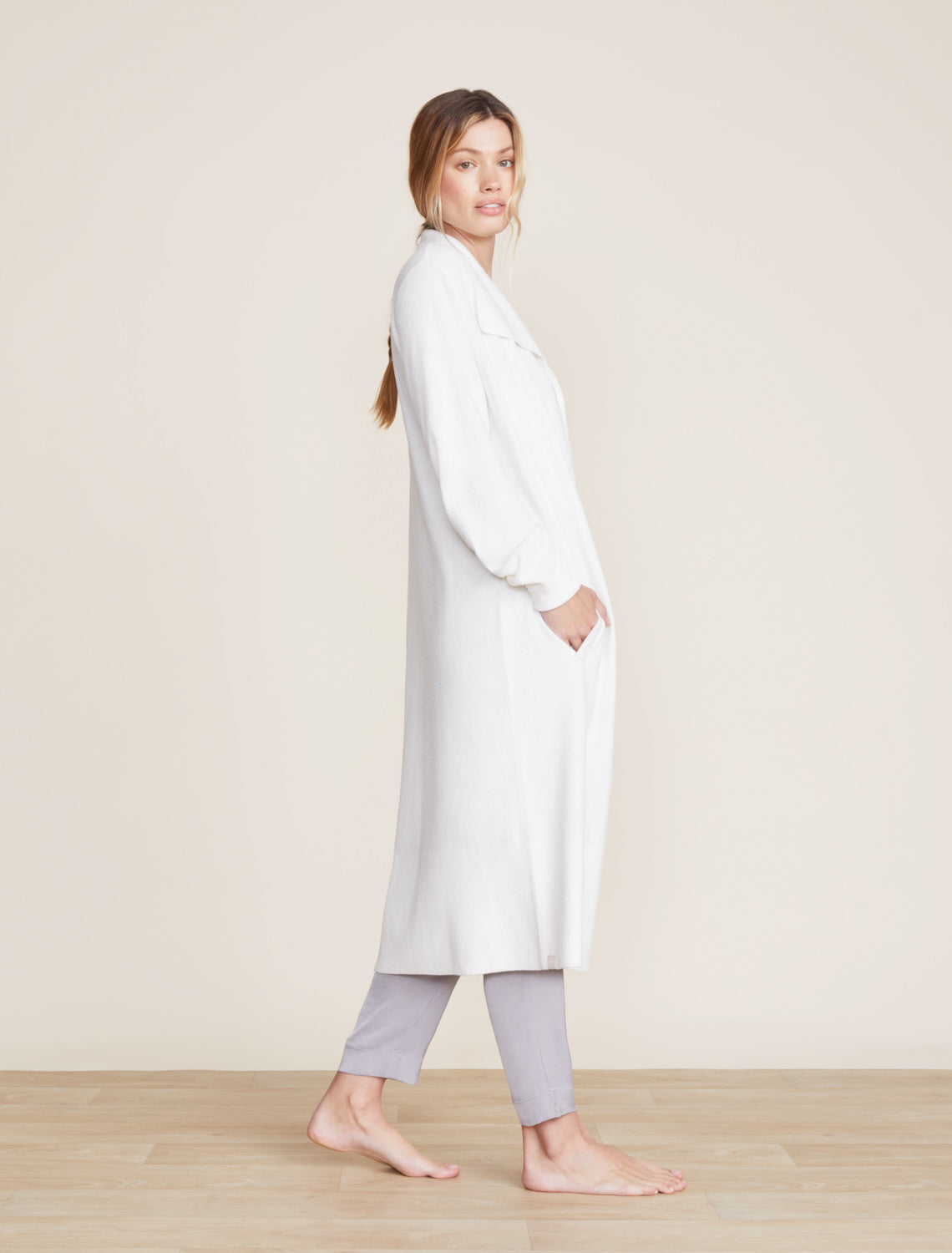 Barefoot Dreams CozyChic Ultra Lite® Wide Collar Long Cardigan-Pearl