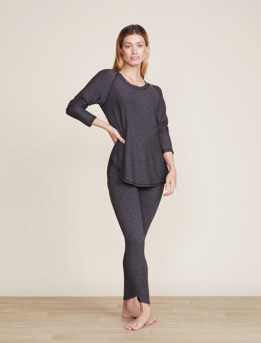 Barefoot Dreams Malibu Collection® Butterchic Knit® Light Long Sleeve Tee-Carbon