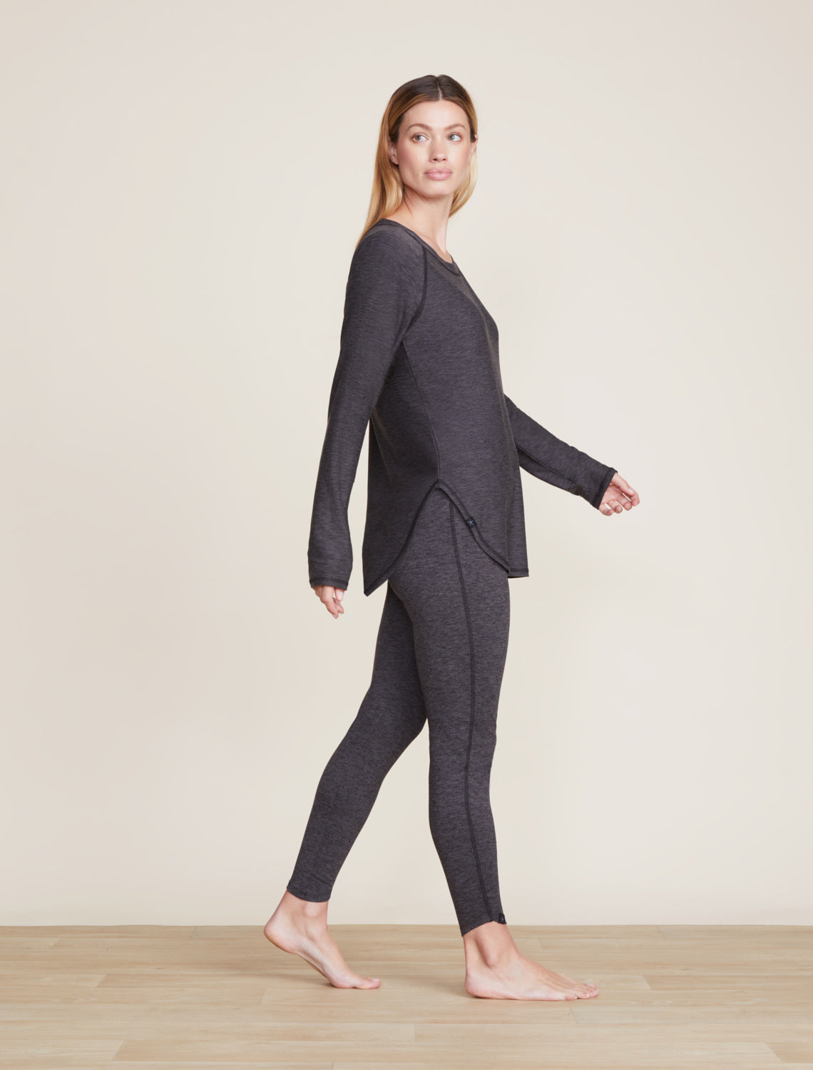 Barefoot Dreams Malibu Collection® Butterchic Knit® Light Long Sleeve Tee-Carbon