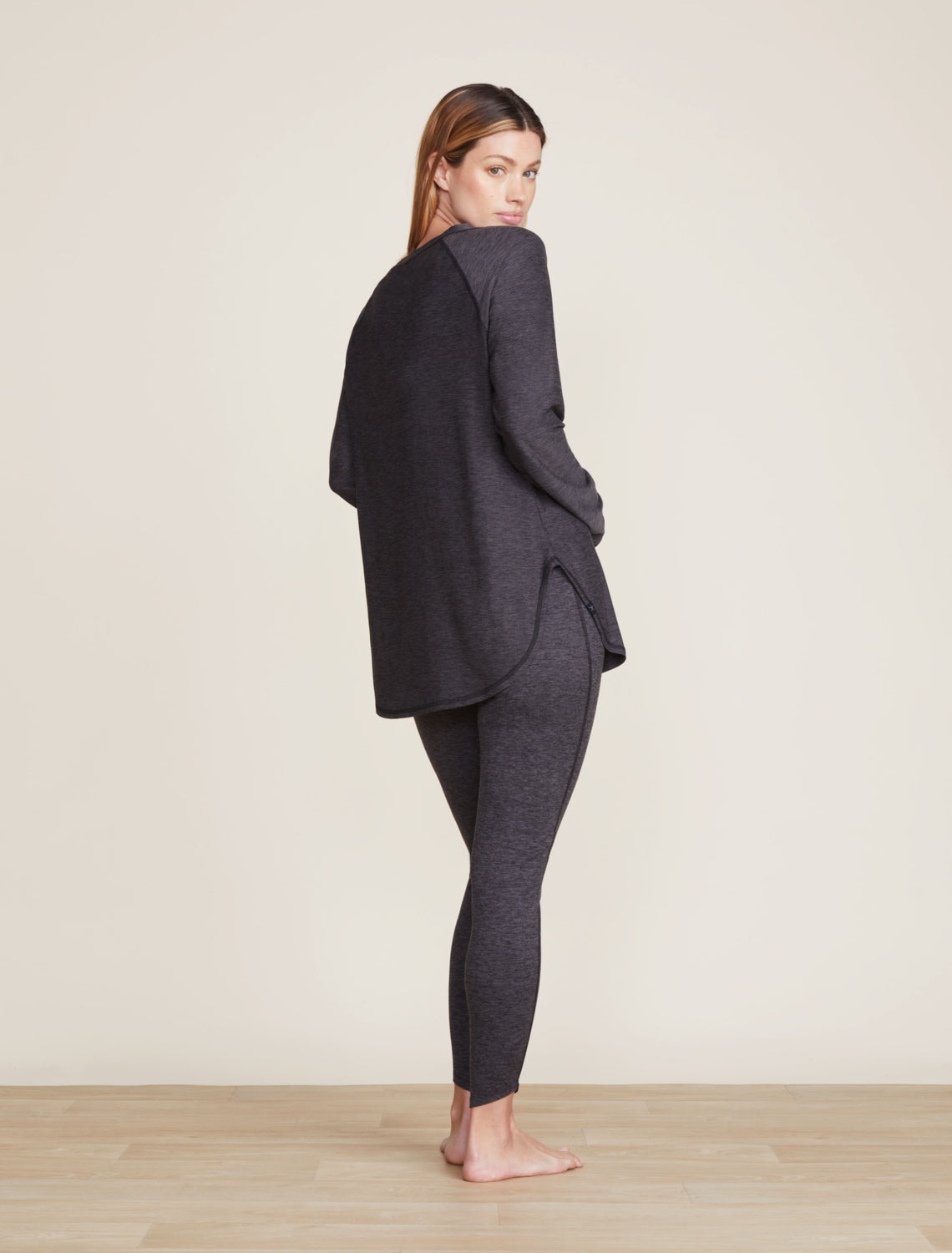 Barefoot Dreams Malibu Collection® Butterchic Knit® Light Long Sleeve Tee-Carbon