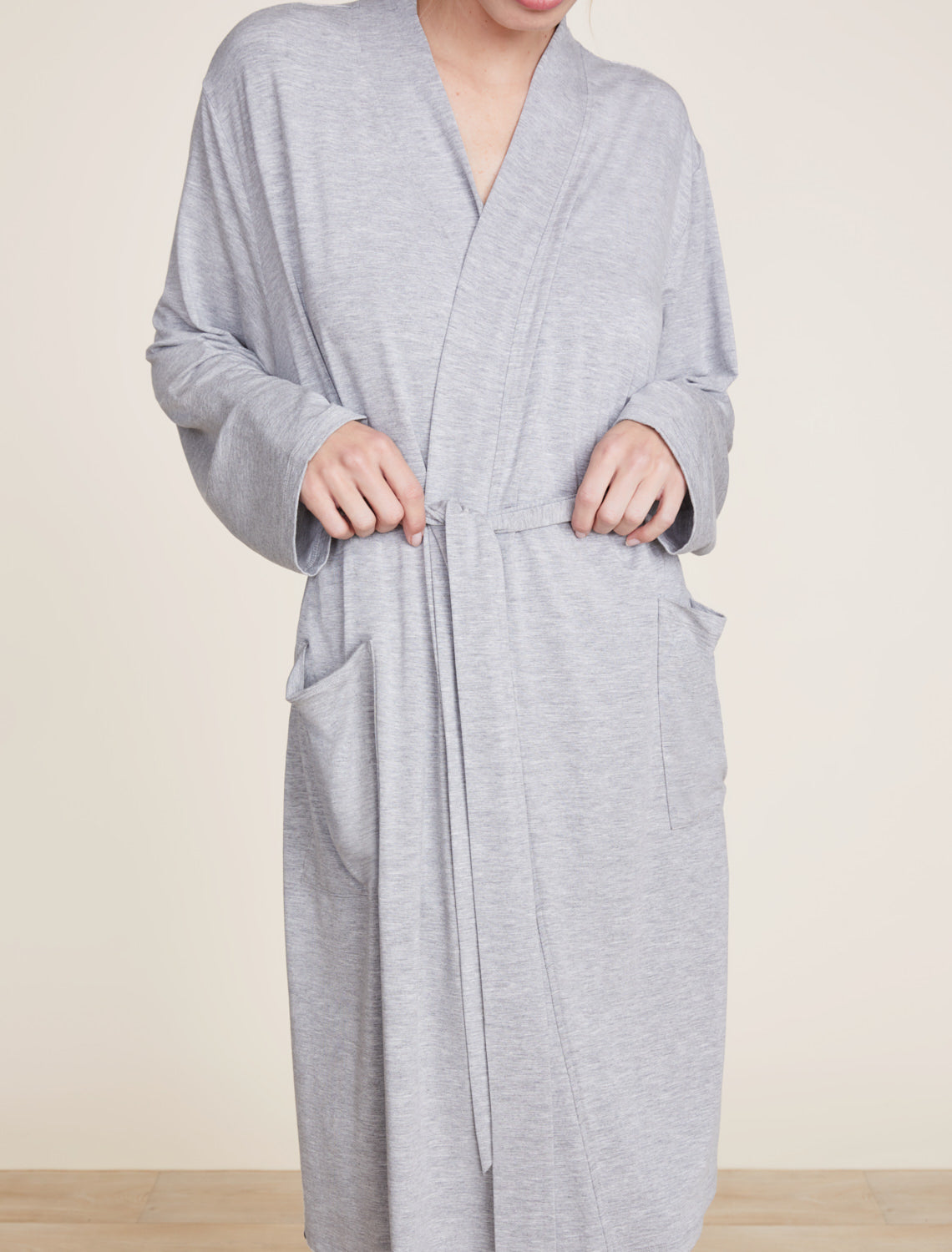 Barefoot Dreams Malibu Collection® Soft Jersey Short Robe-Heathered Gray