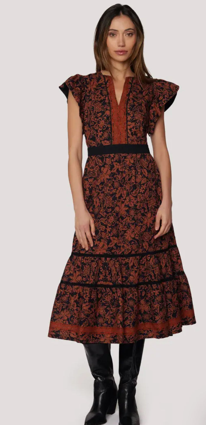 Lost + Wander “Lady of Siena” Dress - Brown Floral