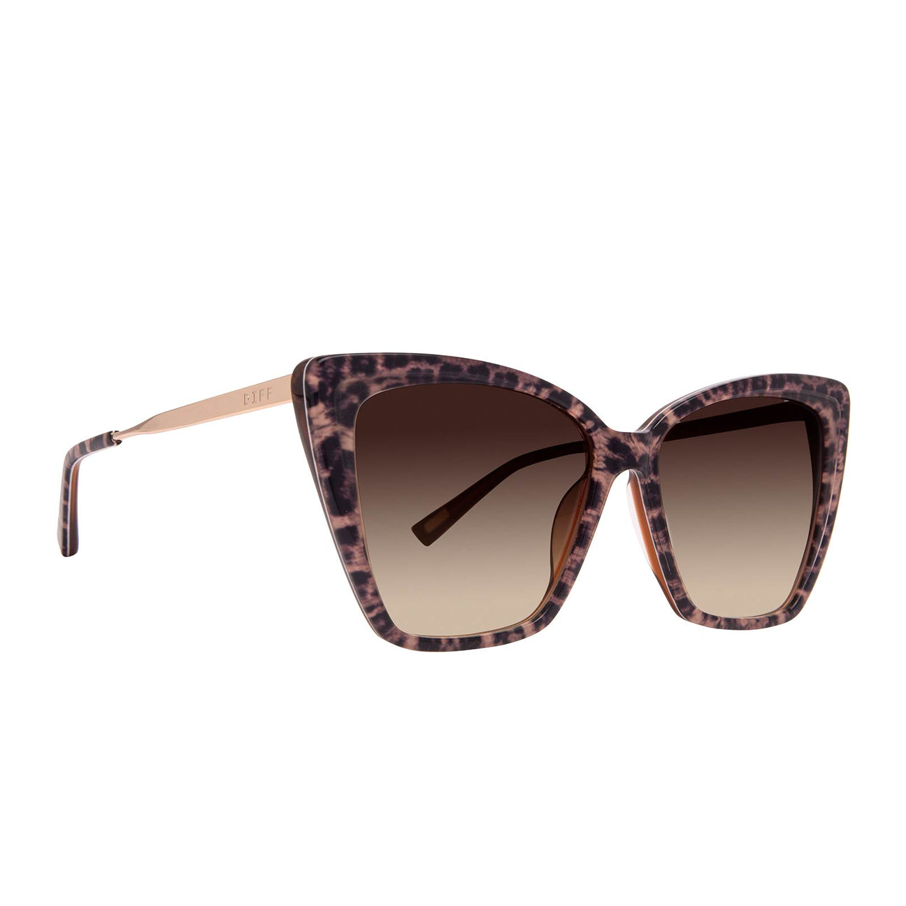 Diff Eyewear "Becky II" Leopard Tortoise + Brown Gradient