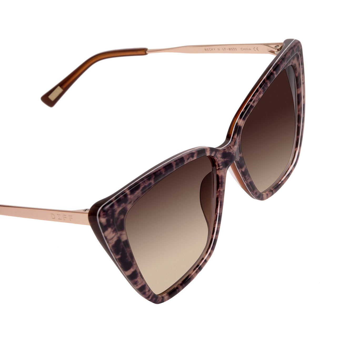 Diff Eyewear "Becky II" Leopard Tortoise + Brown Gradient