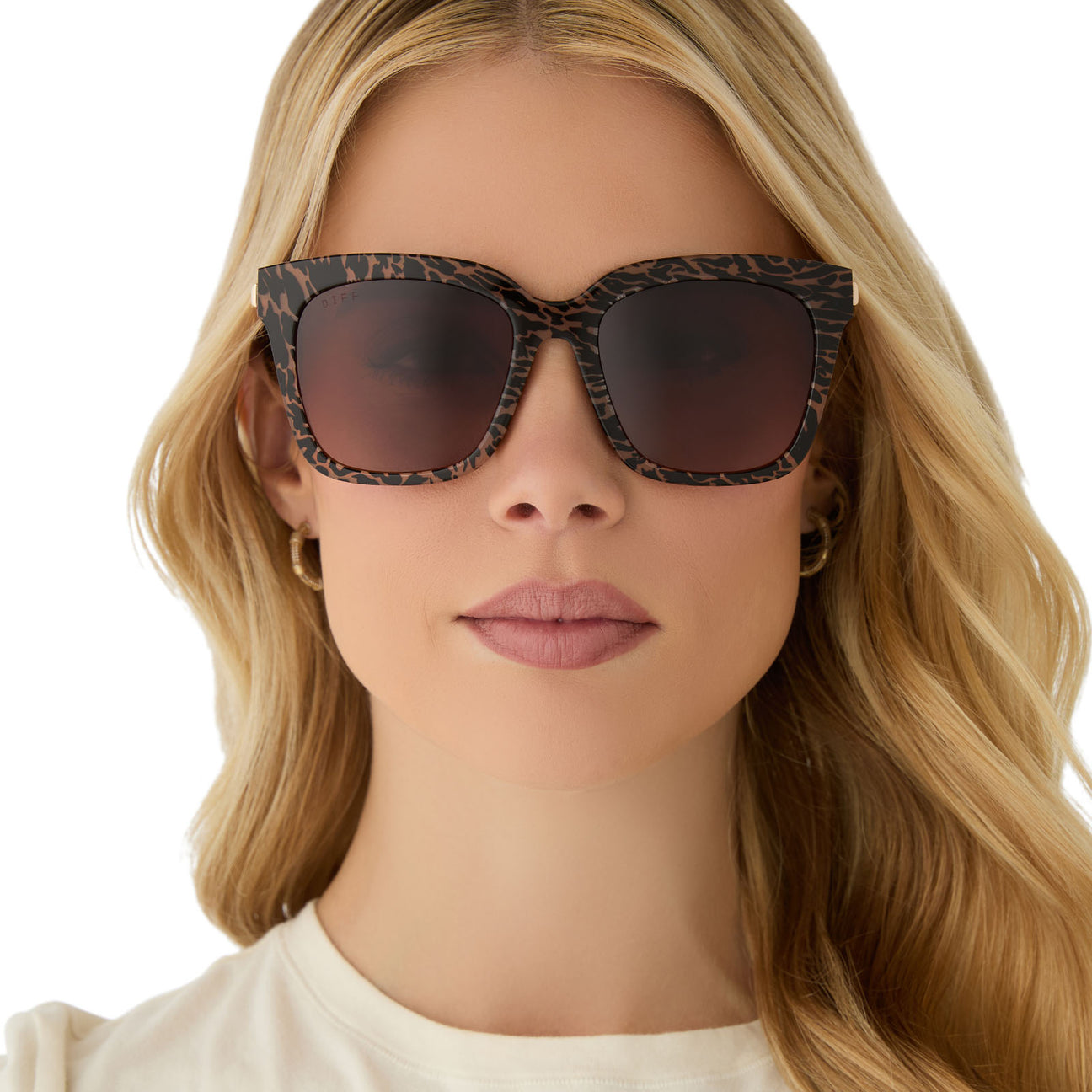 Diff Eyewear "Bella" Animal + Brown Gradient