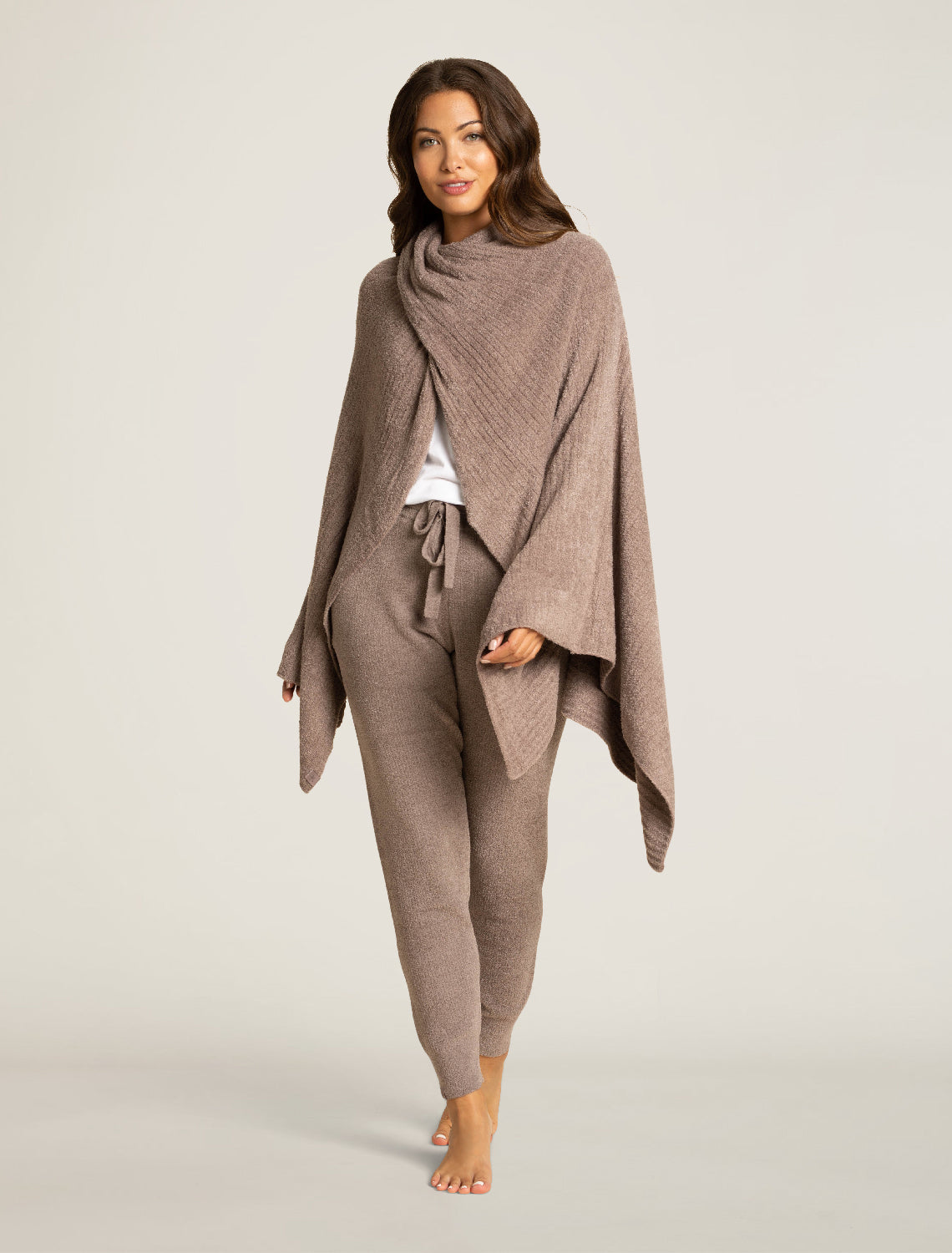 Barefoot Dreams CozyChic Lite® Wide Rib Travel Wrap-Driftwood
