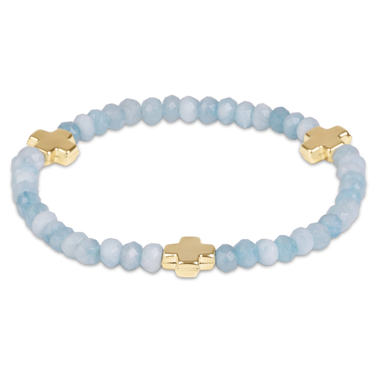 Enewton “Signature Cross Gemstone” 4mm Bracelet -Aquamarine