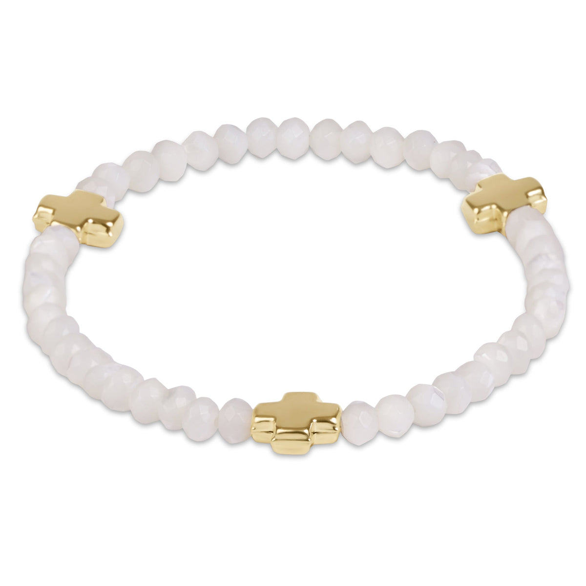 Enewton “Signature Cross Gemstone” 4mm Bracelet -Mother of Pearl
