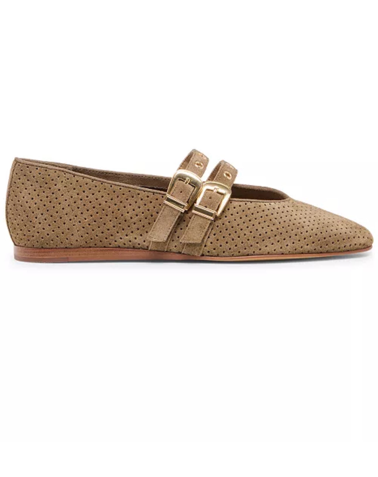 Dolce Vita "Baylee" Grommet Ballet Flats-Olive Perforated Suede