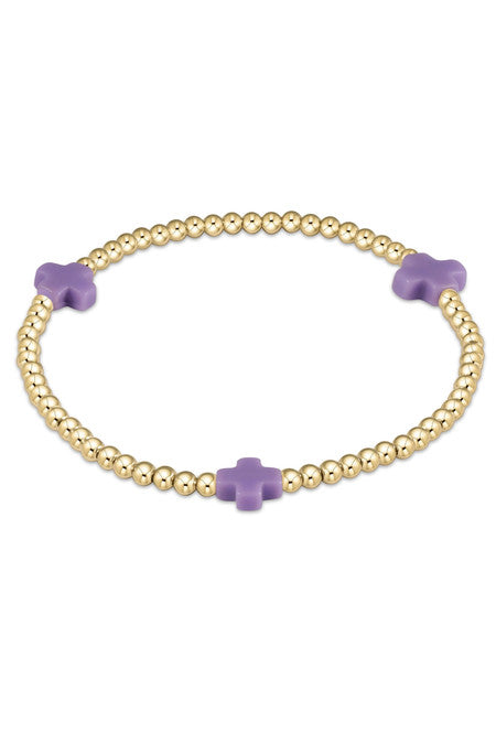 Enewton EGIRL "Signature Cross" Gold Pattern Bead 3mm Bead Bracelet-Purple (EGBSCGP3PU)