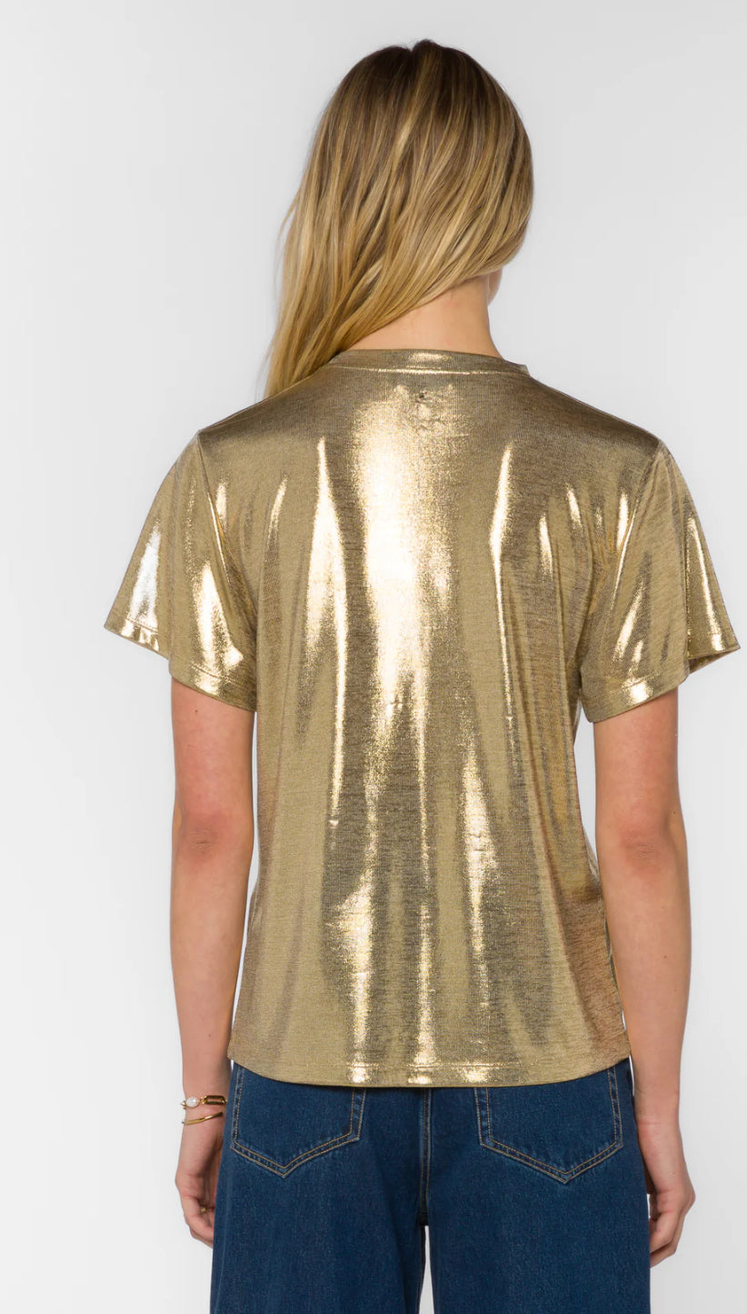 Velvet Heart "Zelda" S/S Metallic Tee-Gold