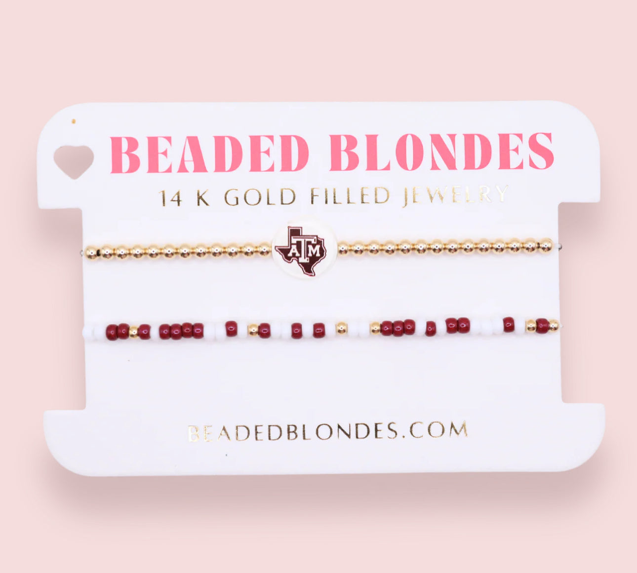Beaded Blondes "TAMU/Aggies Logo" Sprinkle Bracelet Stack-Standard 6.75"