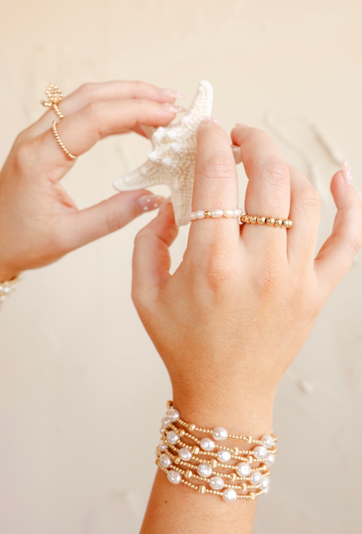 Beaded Blondes "Jamie Pearl" Ring-Gold