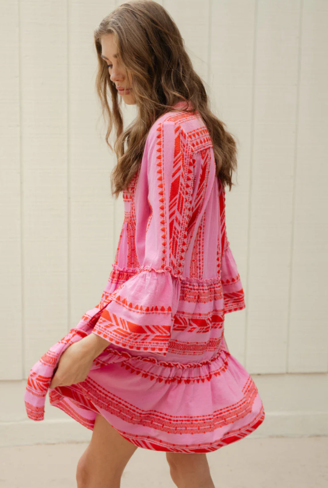 Elan "Charli" Dress-Pink/Red