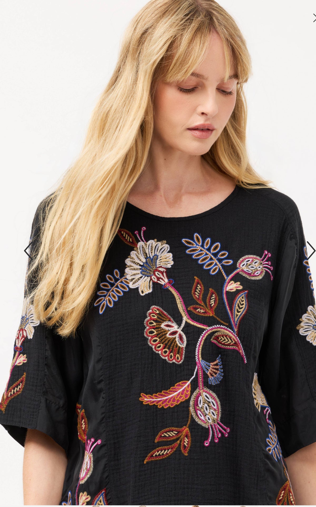 Johnny Was Mixed Media Dolman Blouse - Gineva
