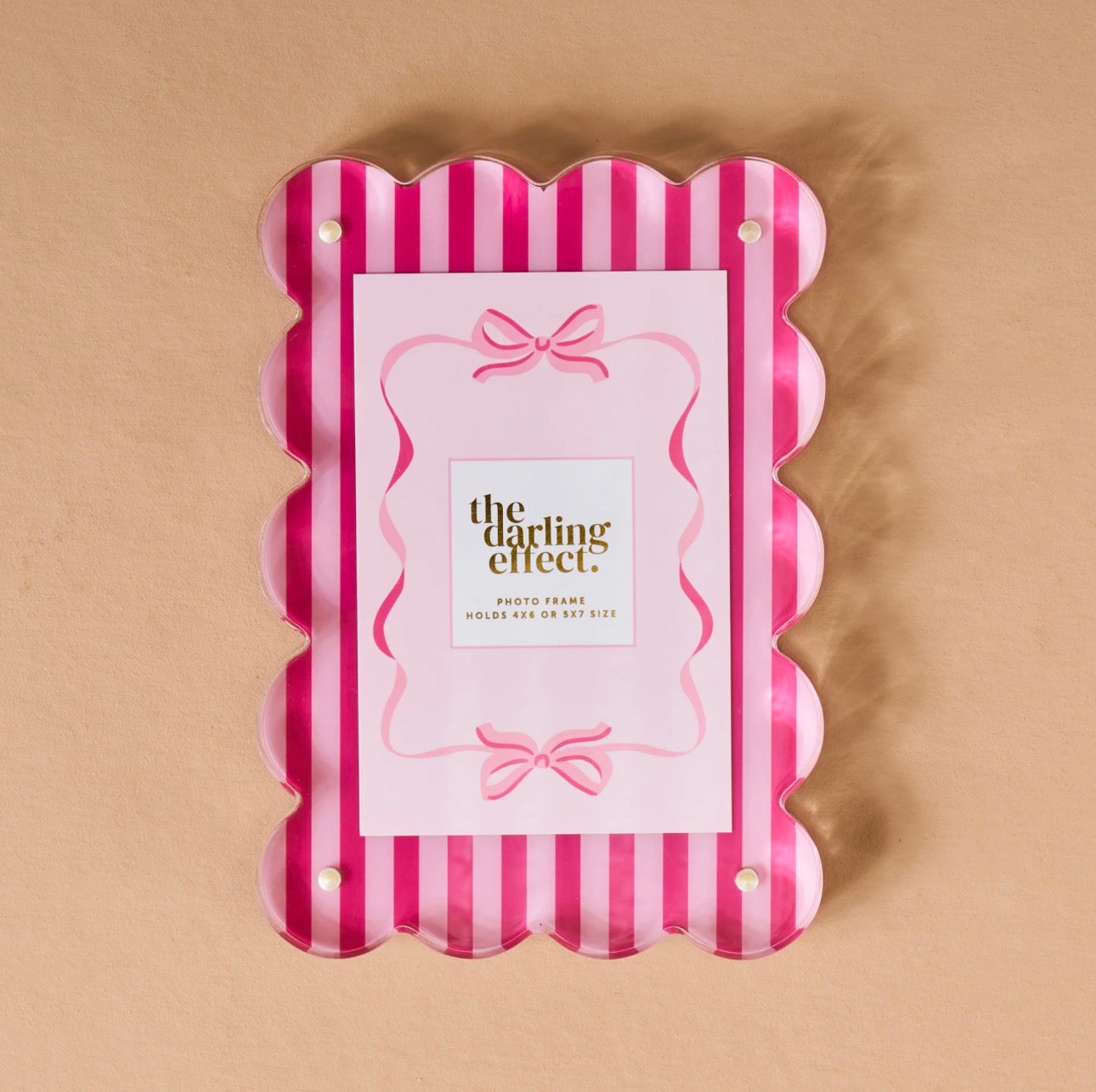 The Darling Effect Rectangle Scalloped Acrylic Frame-Sweetheart Stripe