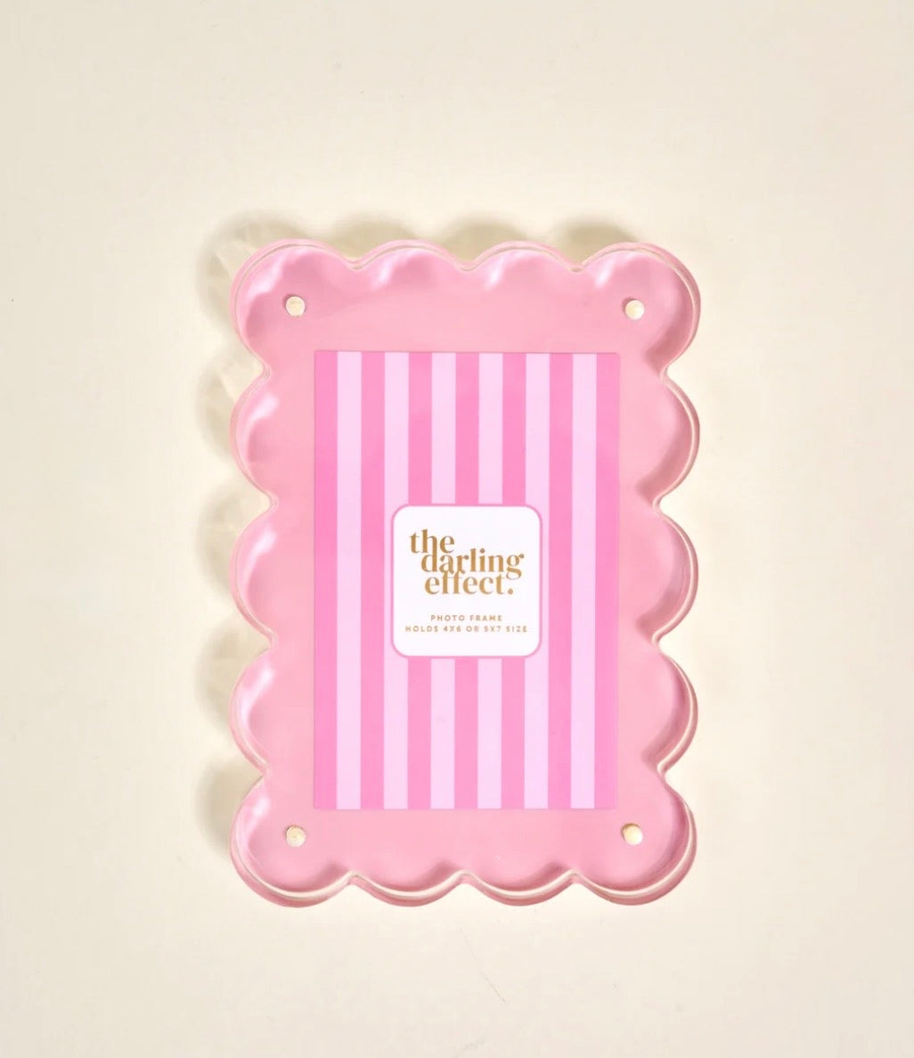 The Darling Effect Rectangle Scalloped Acrylic Frame-Blush