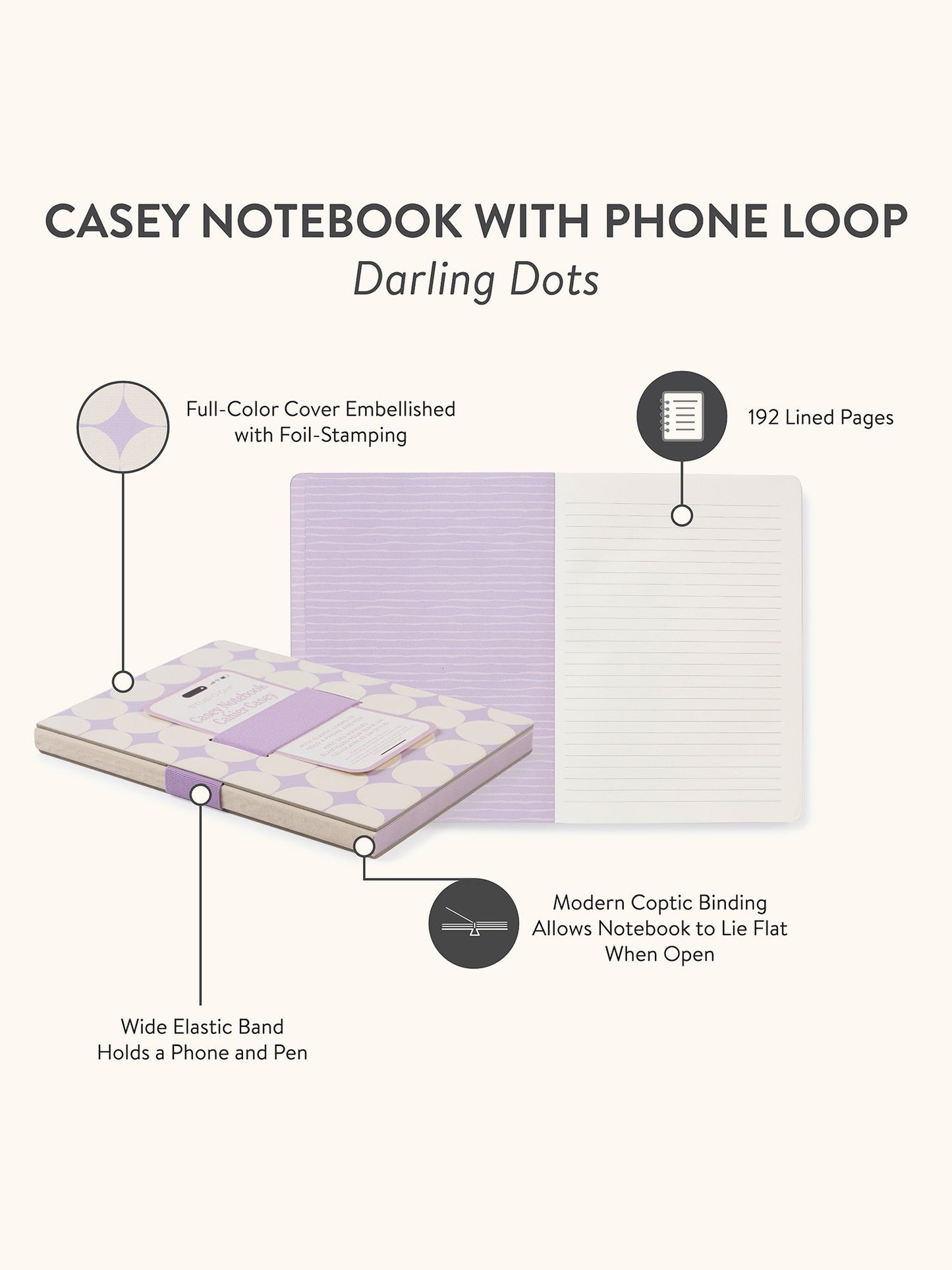 Studio Oh! "Darling Dots" Casey Notebook with Phone Loop