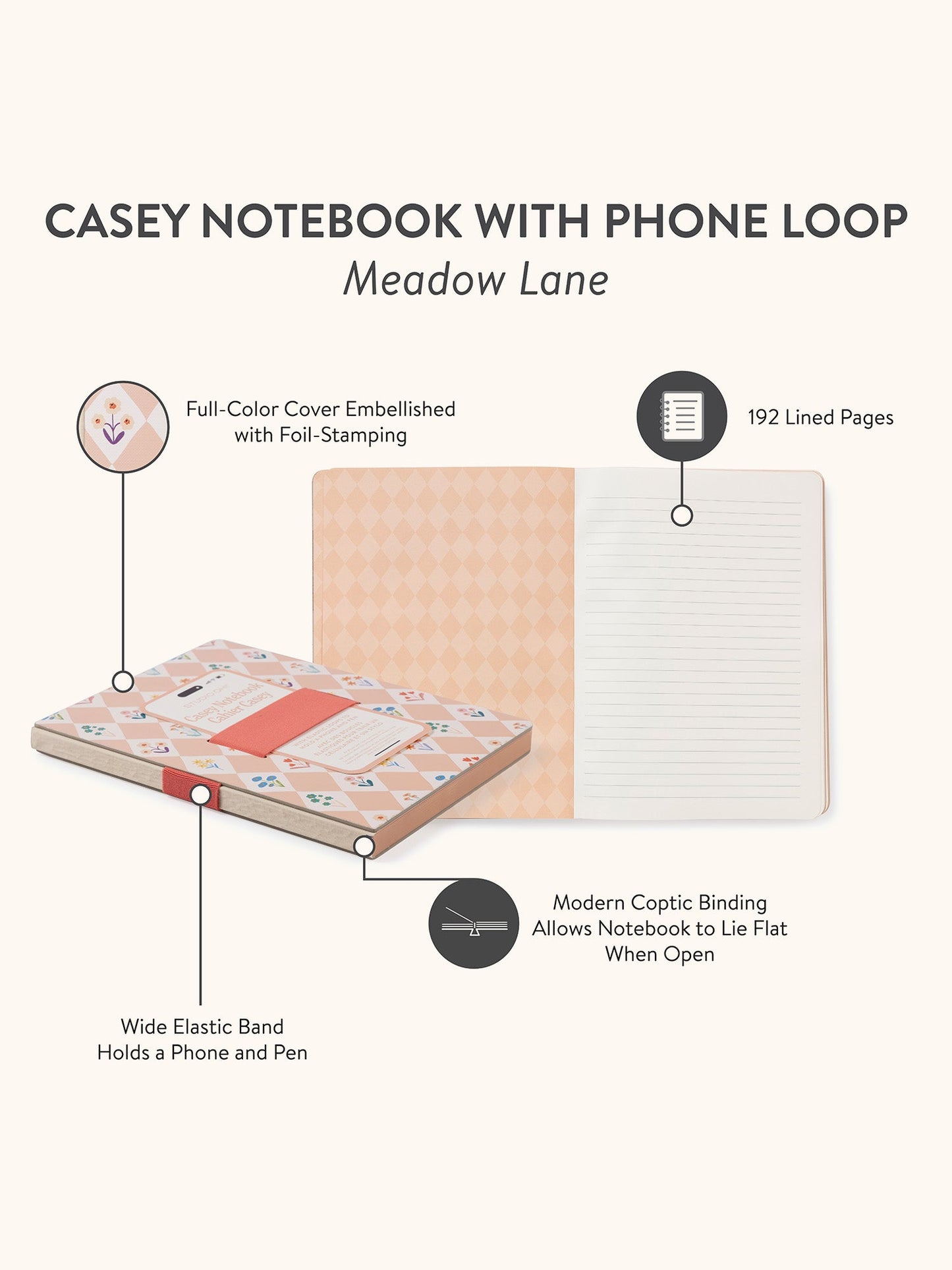 Studio Oh! "Meadow Lane" Casey Notebook with Phone Loop