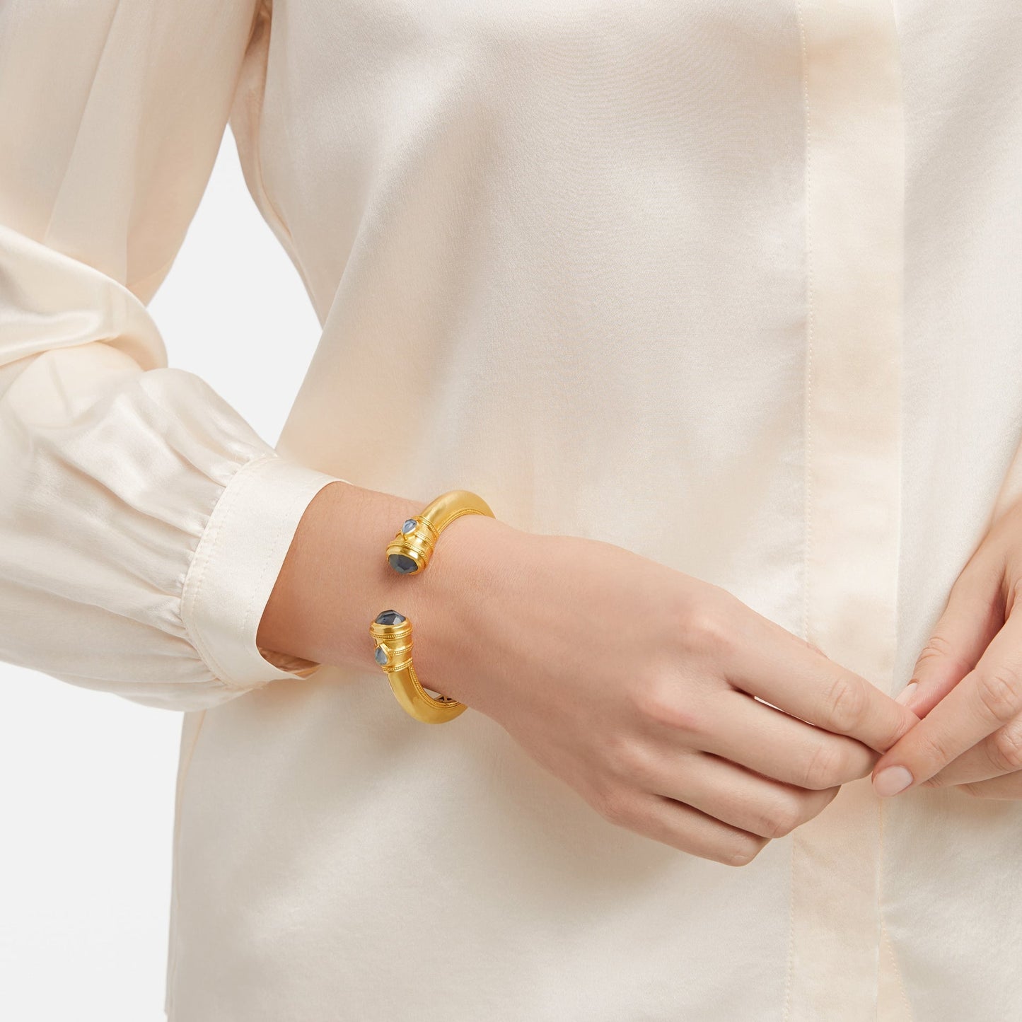 Julie Vos "Cannes" Demi Cuff-Iridescent Peacock Blue