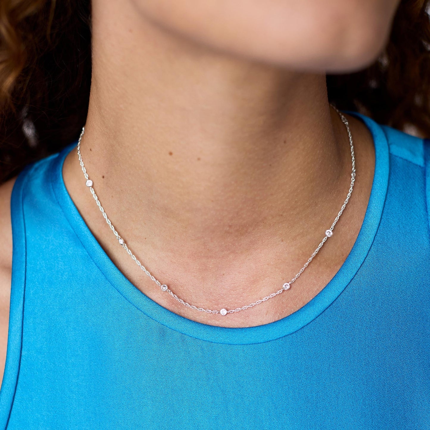 Julie Vos “Celeste” Silver Delicate Station Necklace-CZ