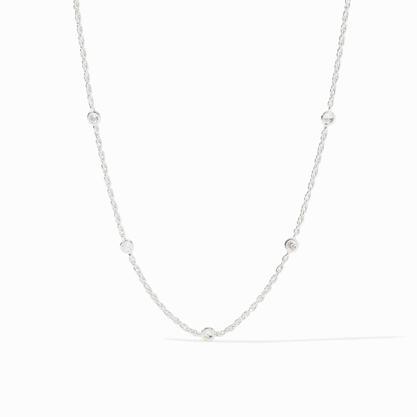 Julie Vos “Celeste” Silver Delicate Station Necklace-CZ
