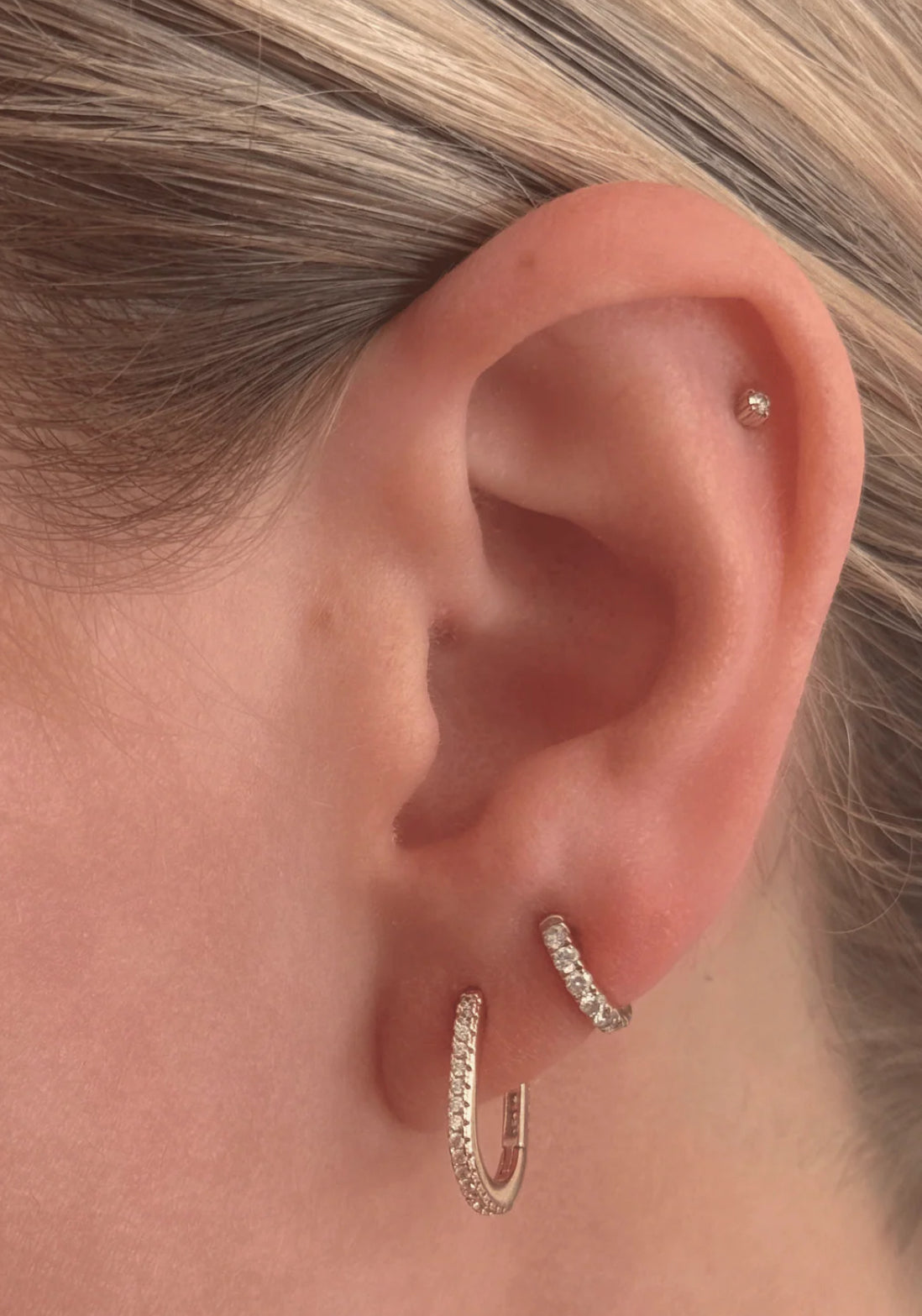 LeMel Paperclip CZ Huggie Earrings