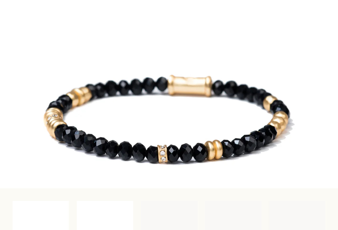 Spartina 449 Stretch Bracelet 4mm-Jet Black