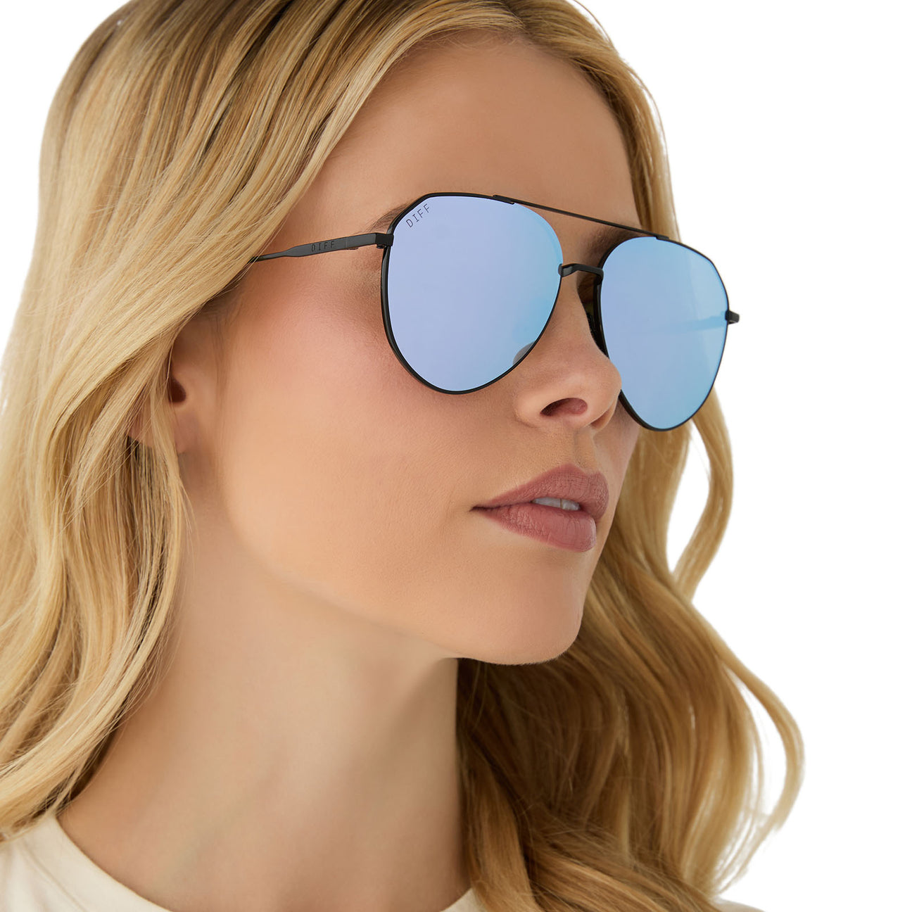 Diff Eyewear "Dash" Black + Lavender Mirror
