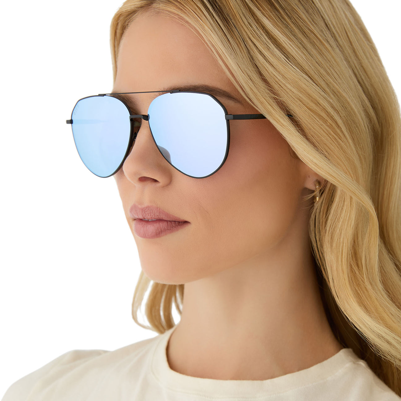 Diff Eyewear "Dash" Black + Lavender Mirror