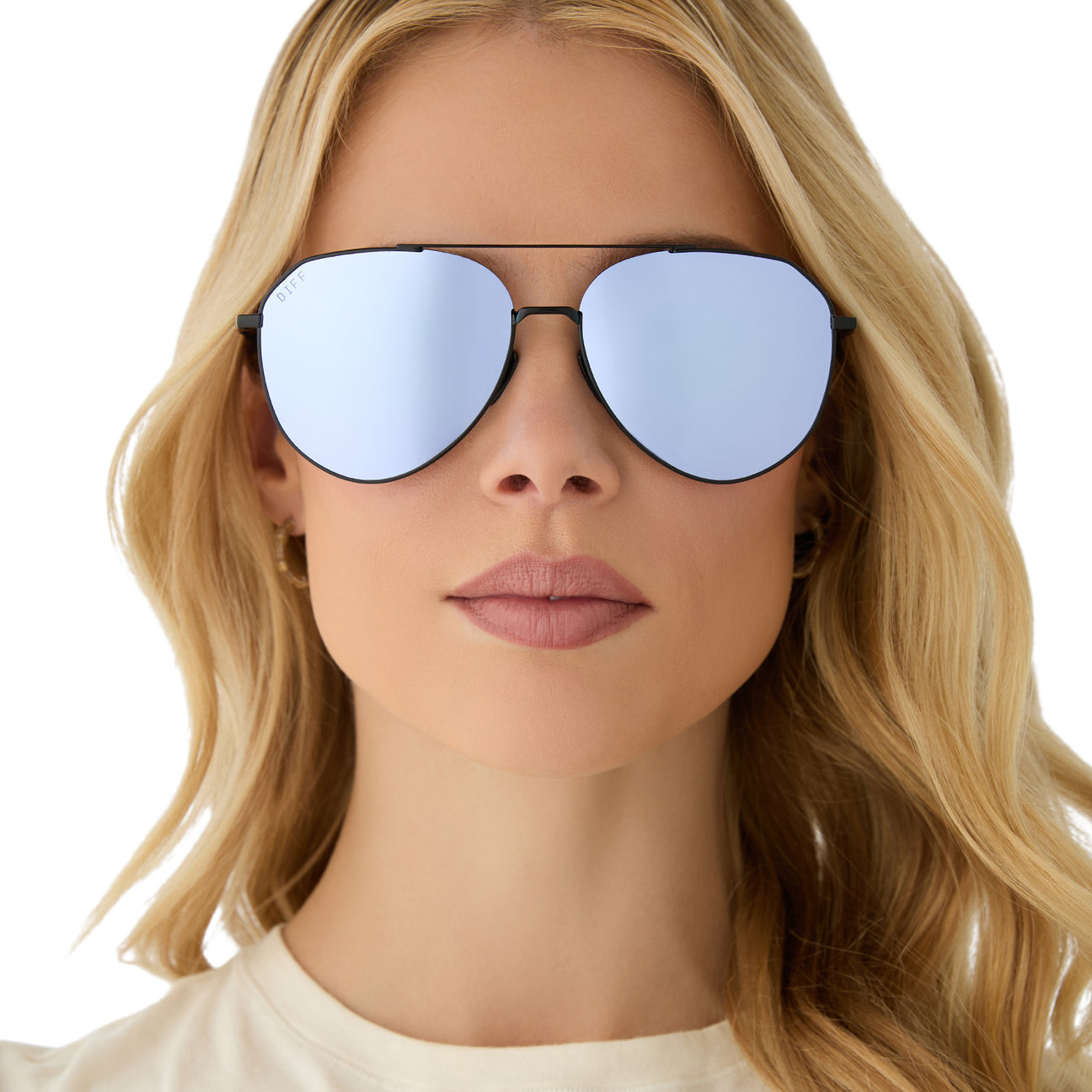 Diff Eyewear "Dash" Black + Lavender Mirror