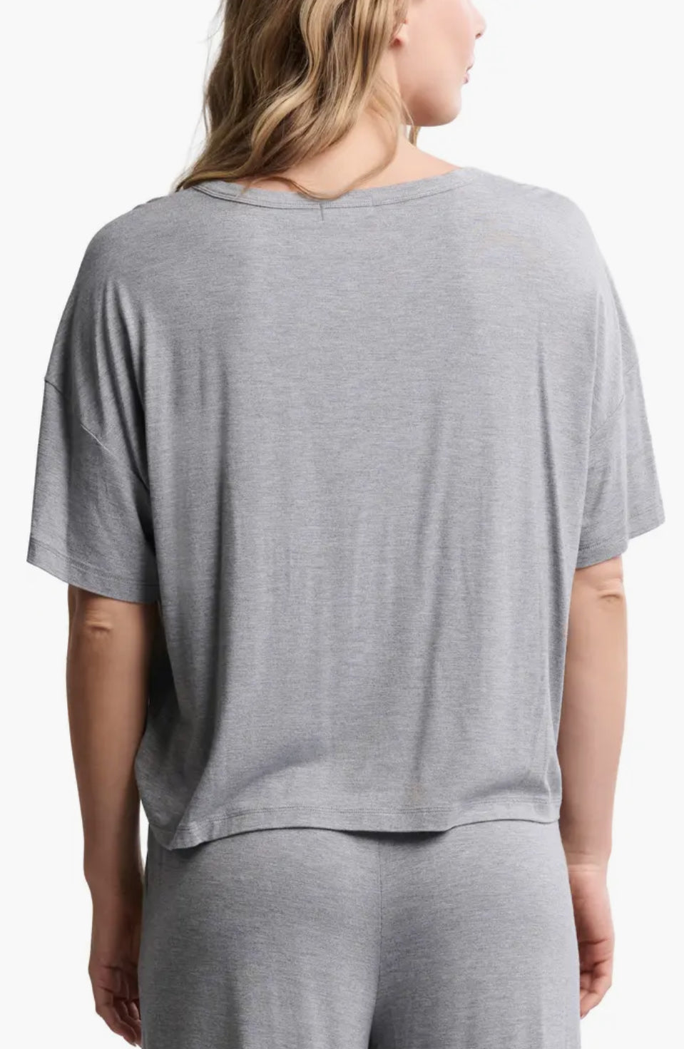 Barefoot Dreams Ultra Soft Jersey Short Sleeve Boxy Tee-Dark Heather Grey