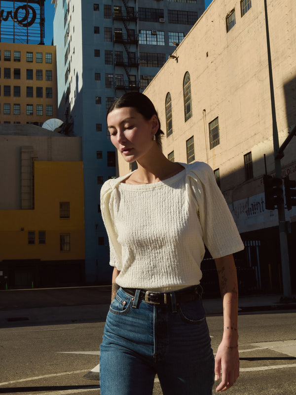 Nation LTD "Deana" Textured Tee-Porcelain