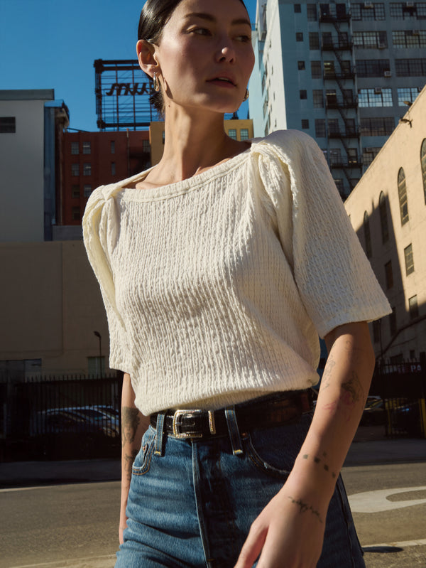 Nation LTD "Deana" Textured Tee-Porcelain